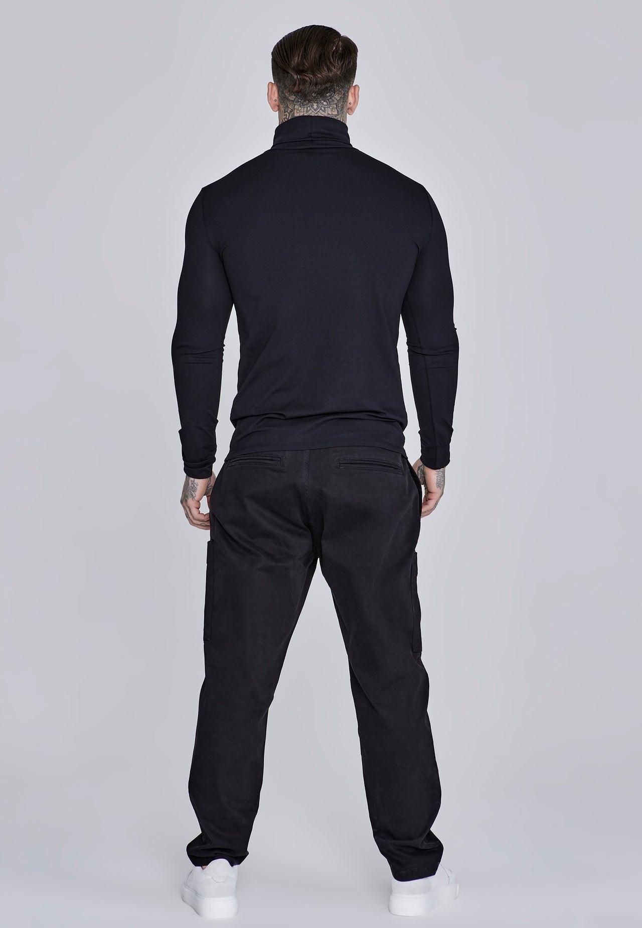 SIKSILK Golf męski czarny bawełniany SS-28983 Roll Neck Top rozmiar S