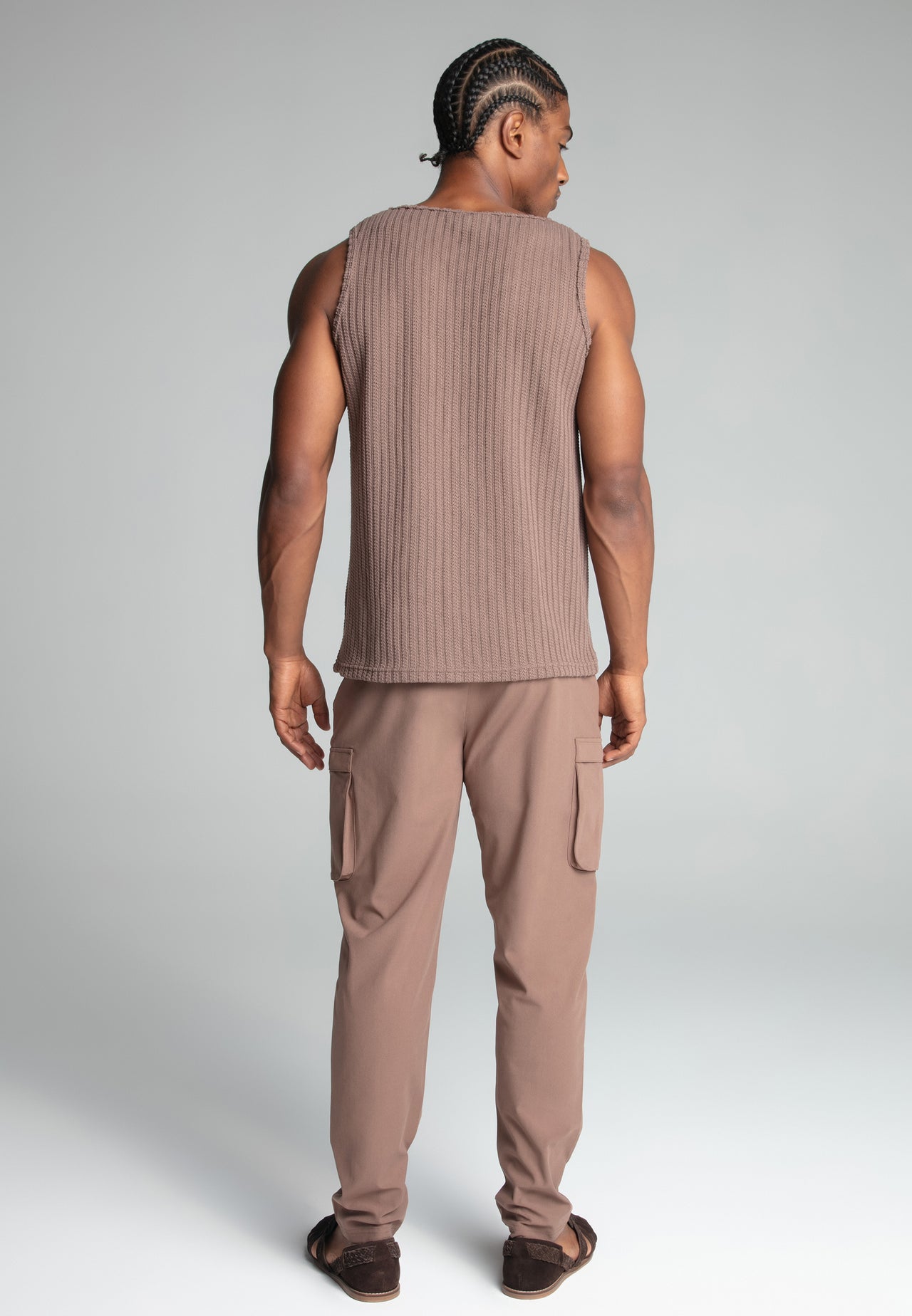 SIKSILK koszulka bez rękawów podkoszulka T-shirt SS-27417 brązowa