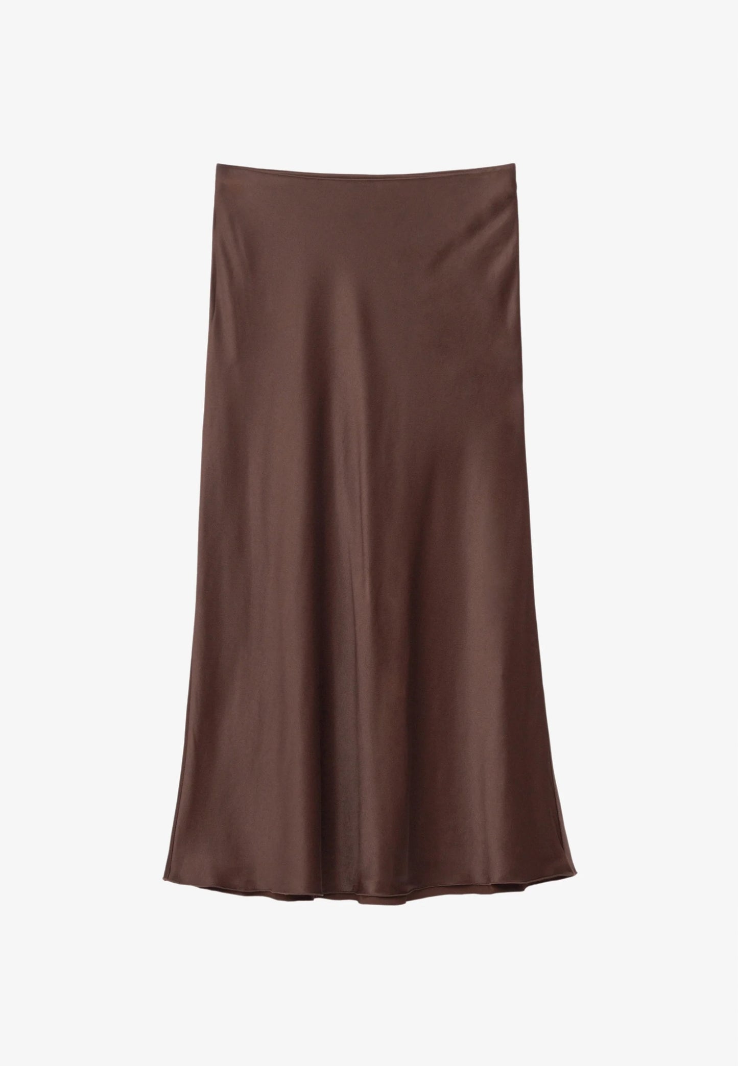 Satynowa spódnica maxi dłuższa wiskoza 100% czekoladowa brązowa MIHO'S S/M