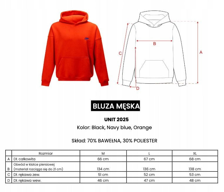 Bluza męska OLAVOGA UNIT 2025 navy blue M NIEBIESKA GRANATOWA KAPTUR