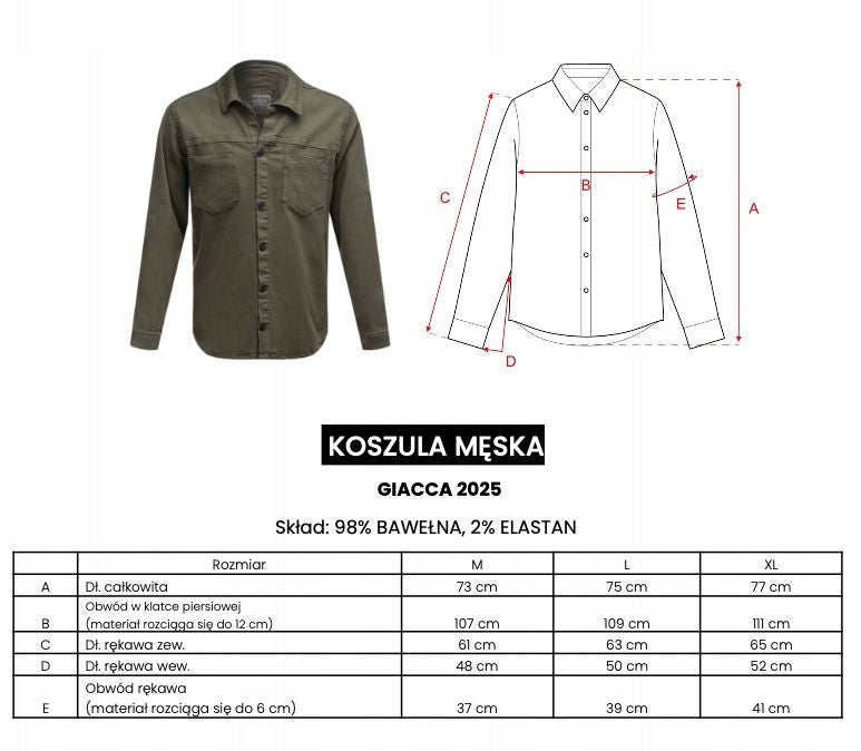 OlaVoga koszula męska casualOLAVOGA GIACCA 2025 ciemny beż rozmiar XL