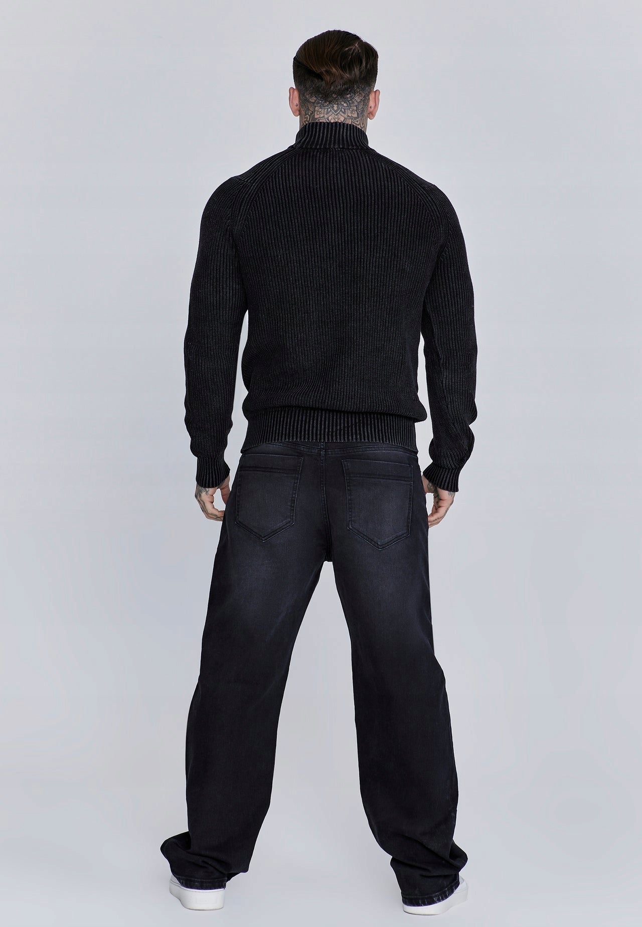 SIKSILK sweter męski czarny High Neck Sweater SS-27927 rozmiar S