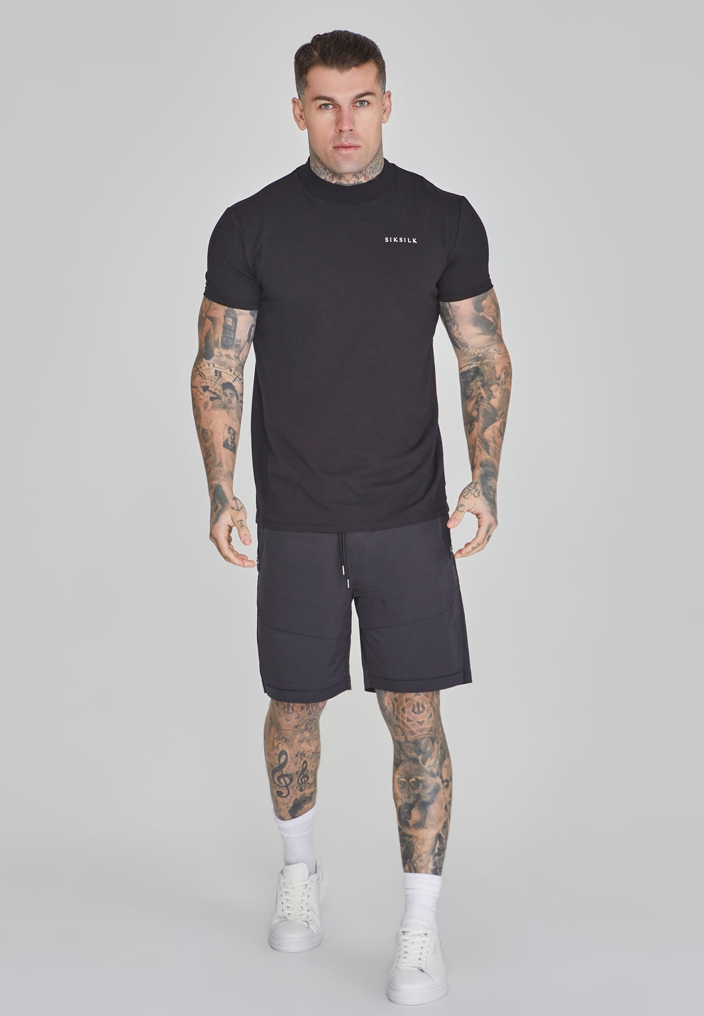 SIKSILK T-shirt męski czarny SS-26481 koszulka Muscle Fit T-Shirt rozmiar M