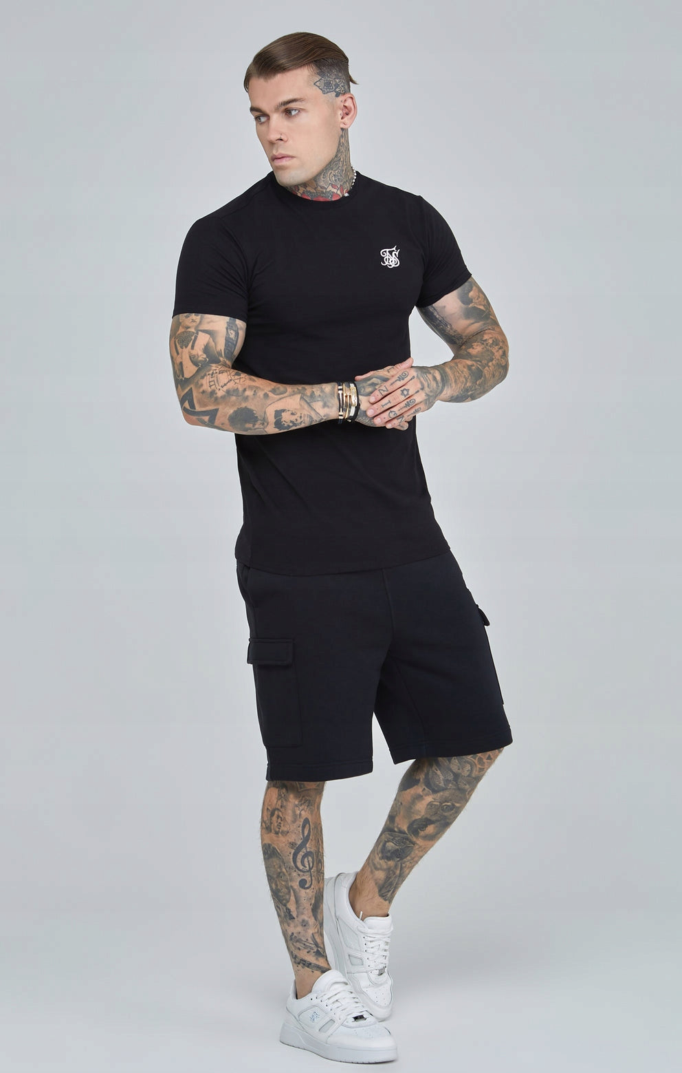 SIKSILK krótkie spodenki męskie czarne SS-24870 rozmiar XL