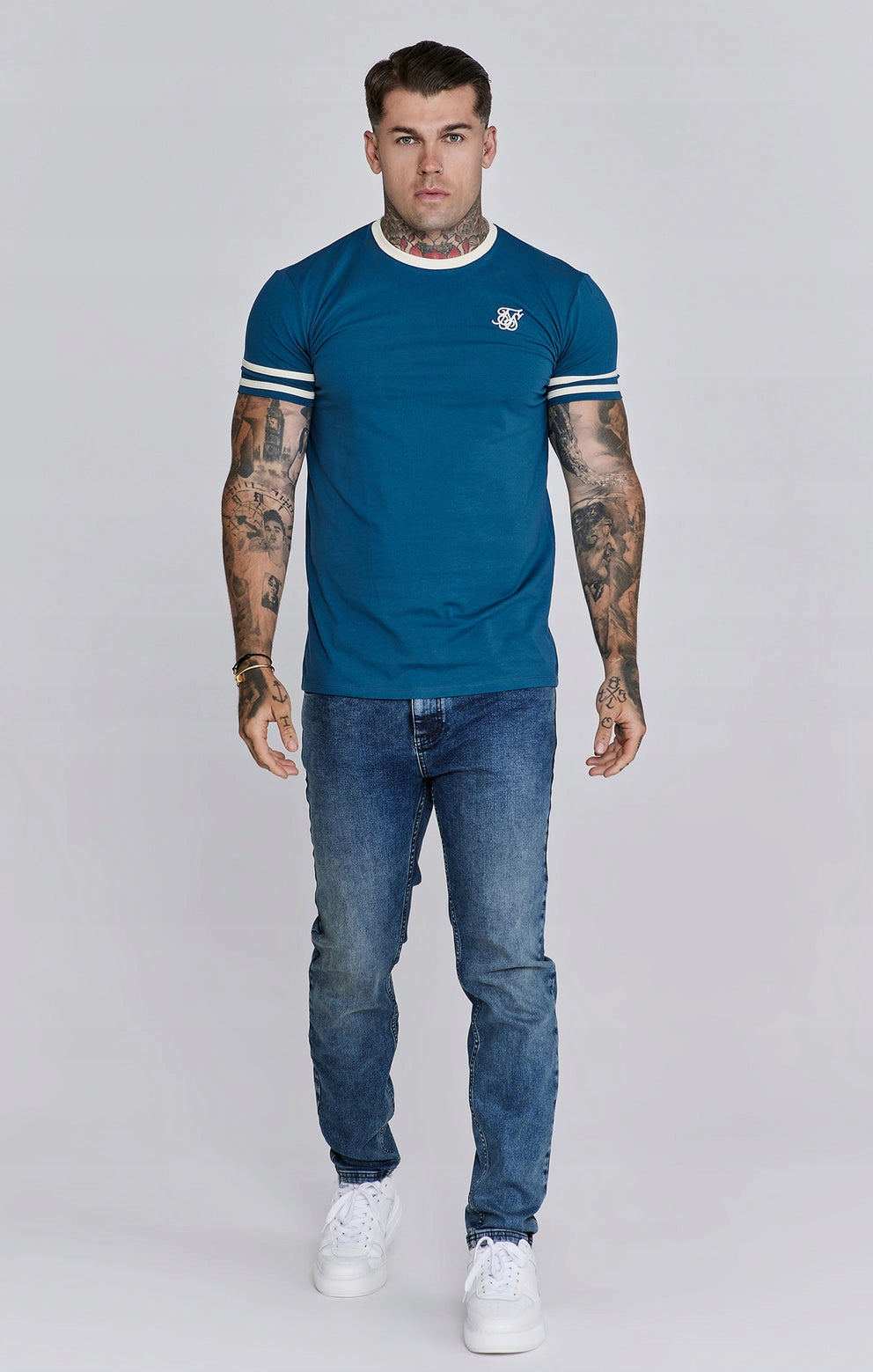 SIKSILK T-Shirt męski niebieski SS-26899 rozmiar S