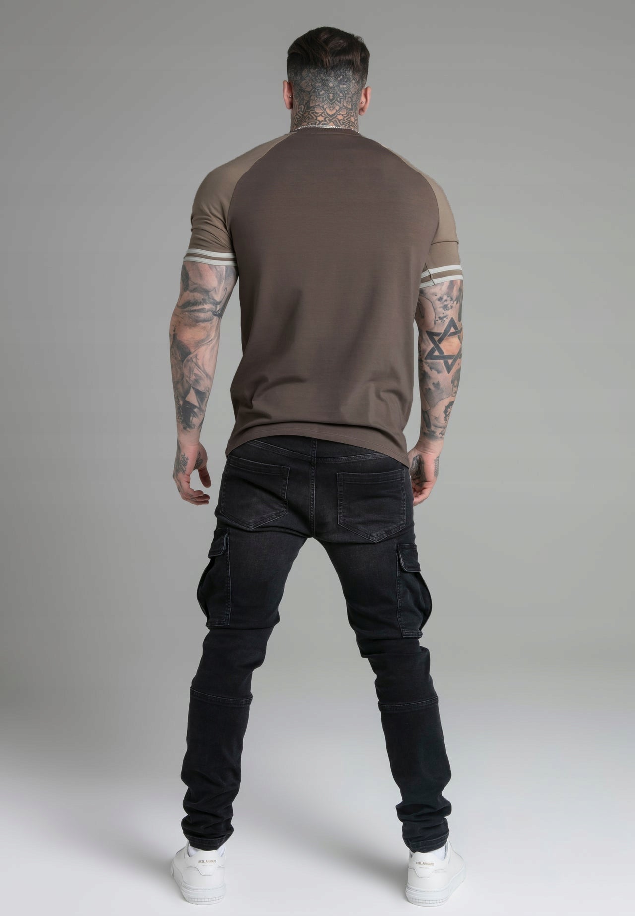 SIKSILK Brązowy T-Shirt męski Tournament T-Shirt SS-28050 rozmiar S