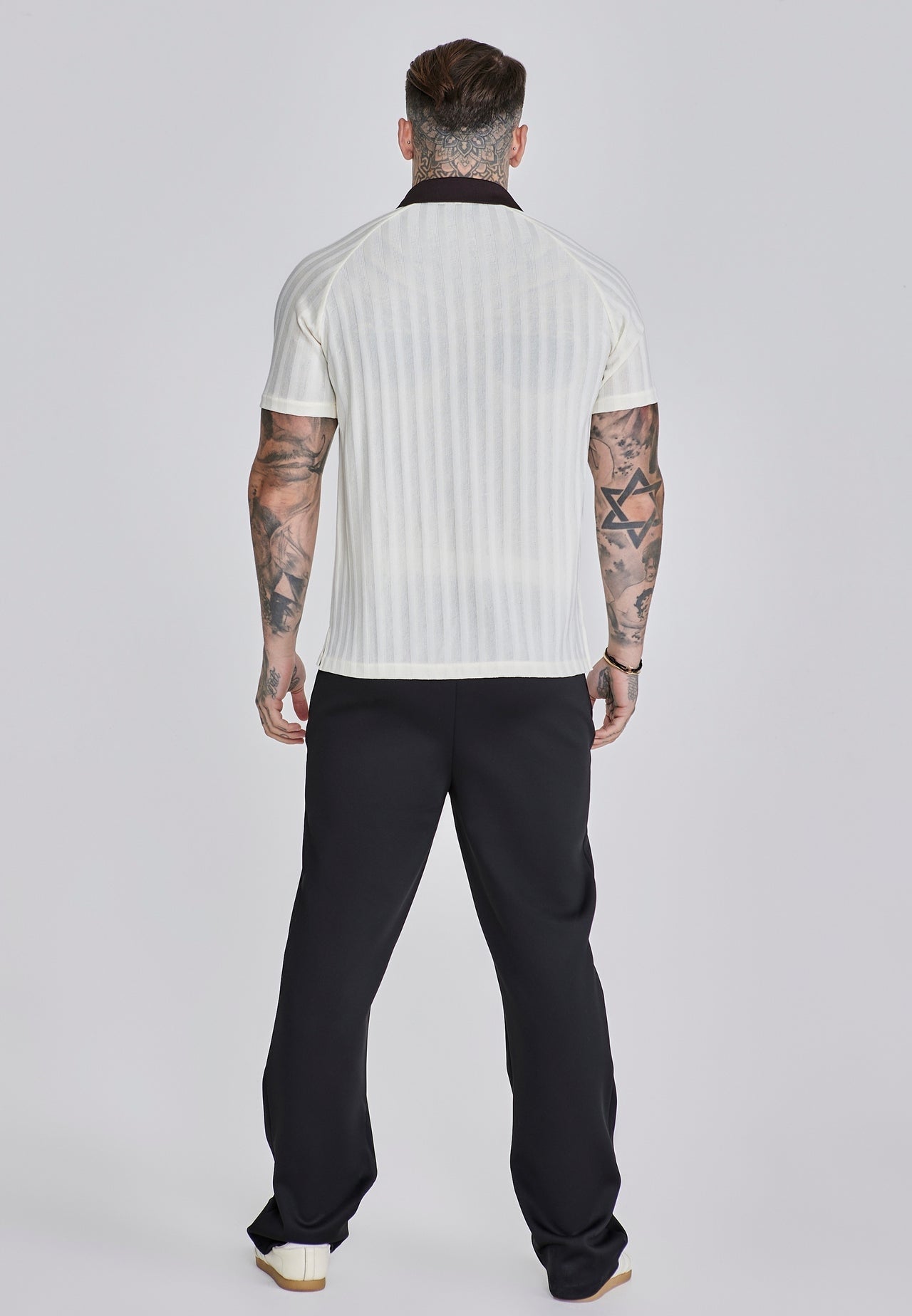 SIKSILK Koszulka polo męska biała ECRU Polo T-Shirt SS-27879 rozmiar S