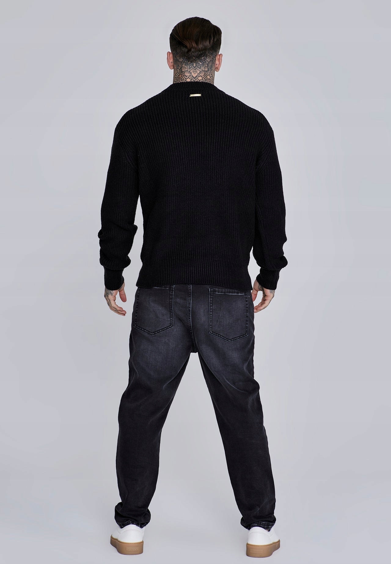 SIKSILK sweter męski czarny Knitted Sweater SS-27906 rozmiar XL