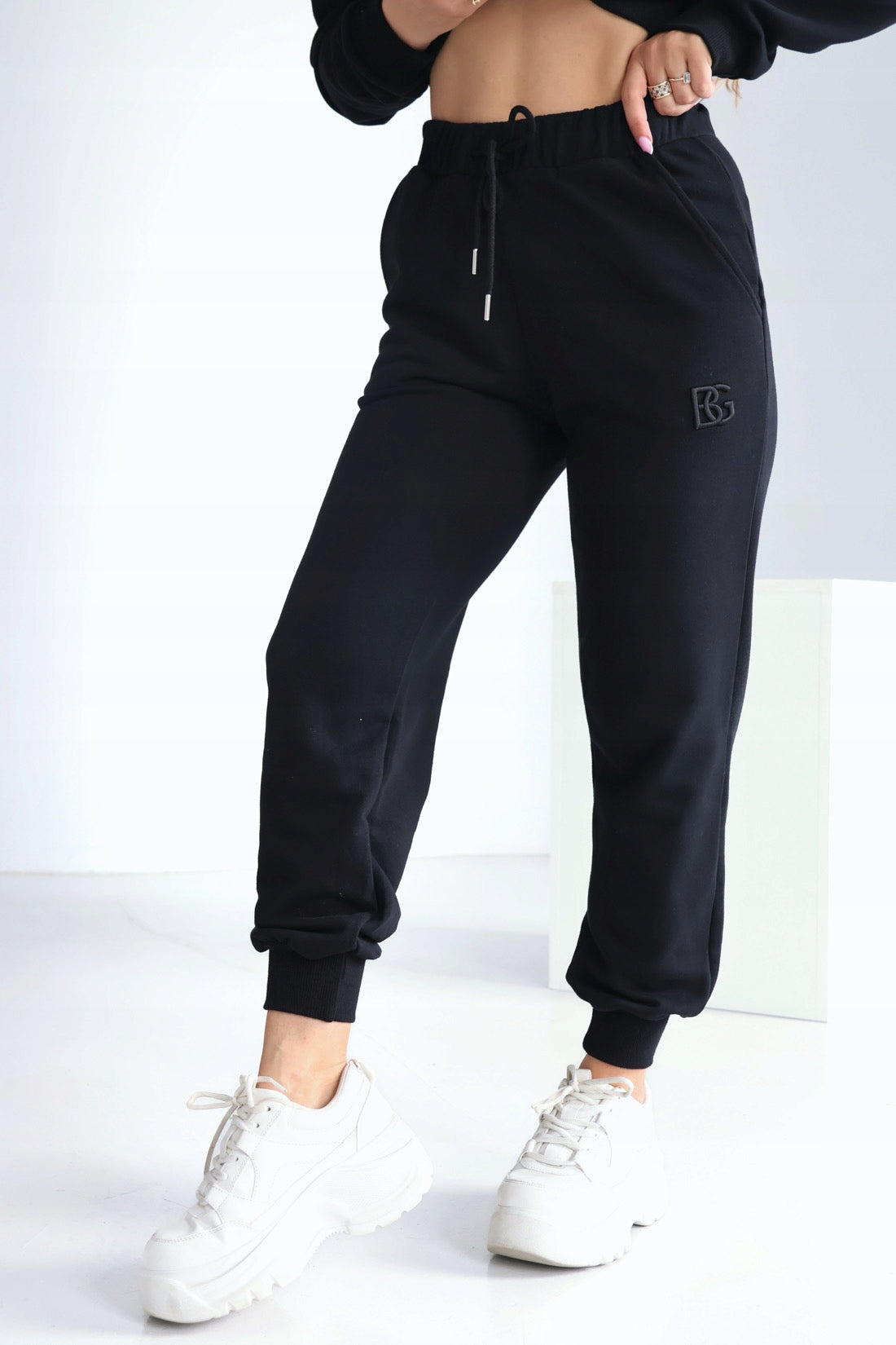 BRANDENBURG COUTURE Komplet dresowy czarny damski BG BASIC dresy rozmiar S