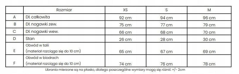 OlaVoga legginsy damskie LUCIA klasyczne długa rozmiar XS