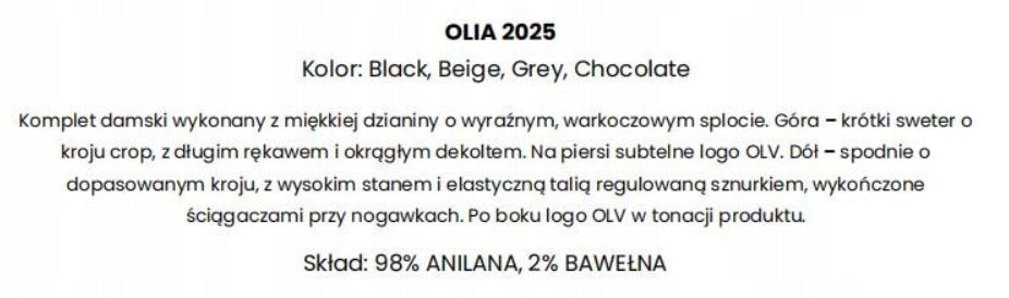 KOMPLET DAMSKI SWETERKOWY OLIA OLAVOGA CZARNY M