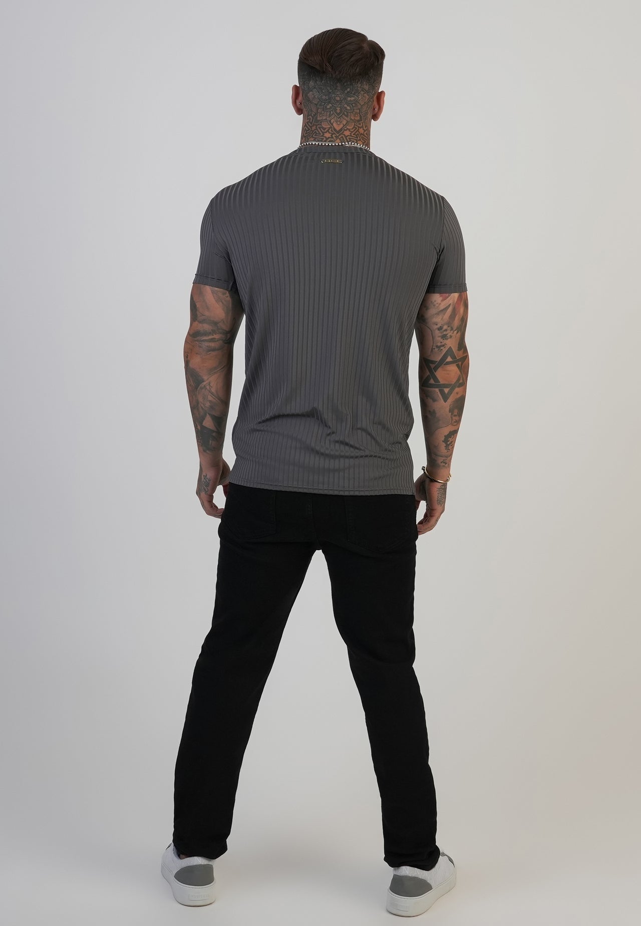 SIKSILK T-shirt męski szary SS-28630 Muscle Fit T-Shirt rozmiar S