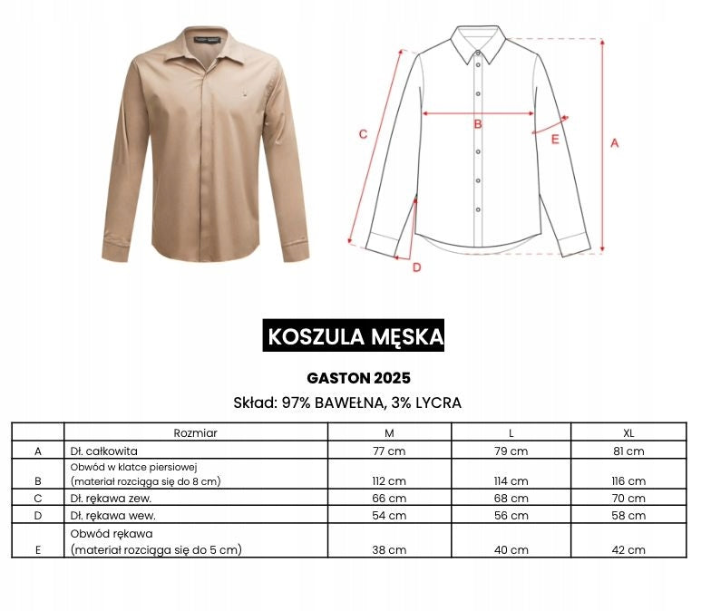 OlaVoga koszula męska casual Koszula męska OLAVOGA GASTON 2025 beż XL