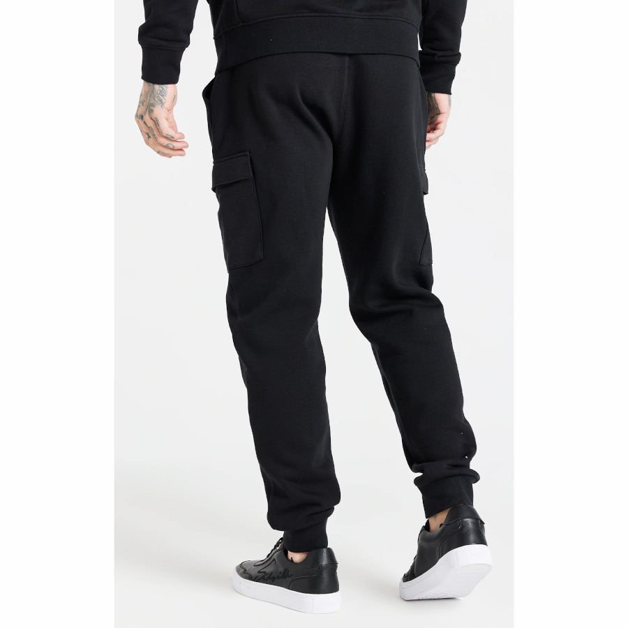SIKSILK Spodnie Dresowe męskie czarne SS-24864 Essential Cargo Joggers M