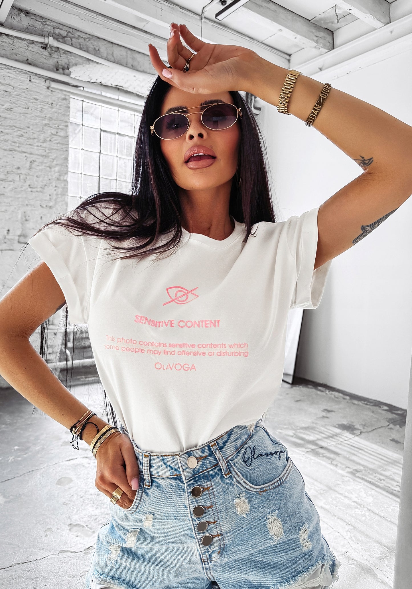 T-SHIRT DAMSKI OLAVOGA GLASS BIAŁY rozmiar M