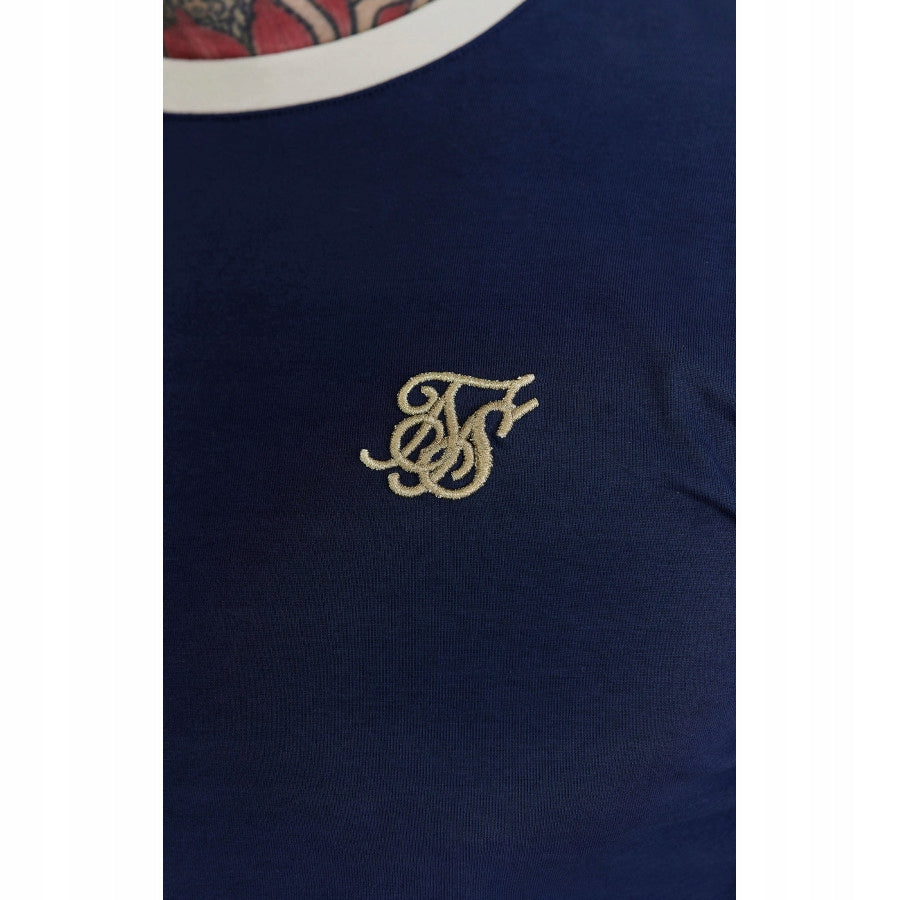SIKSILK T-shirt męski niebieski SS-26763 koszulka Ringer T-shirt rozmiar S