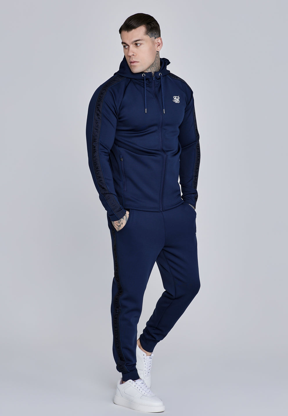 SIKSILK dresy męskie Hoodie and Joggers Set granatowe SS-28333 rozmiar S