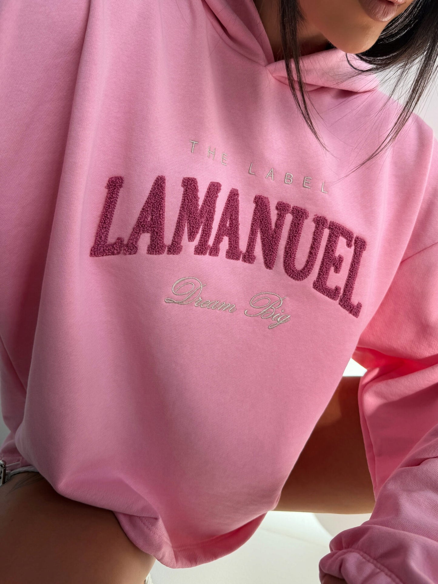 LA MANUEL BLUZA RÓŻOWA DUŻE LOGO ROZMIAR UNIWERSALNY ZE ŚCIĄGACZEM