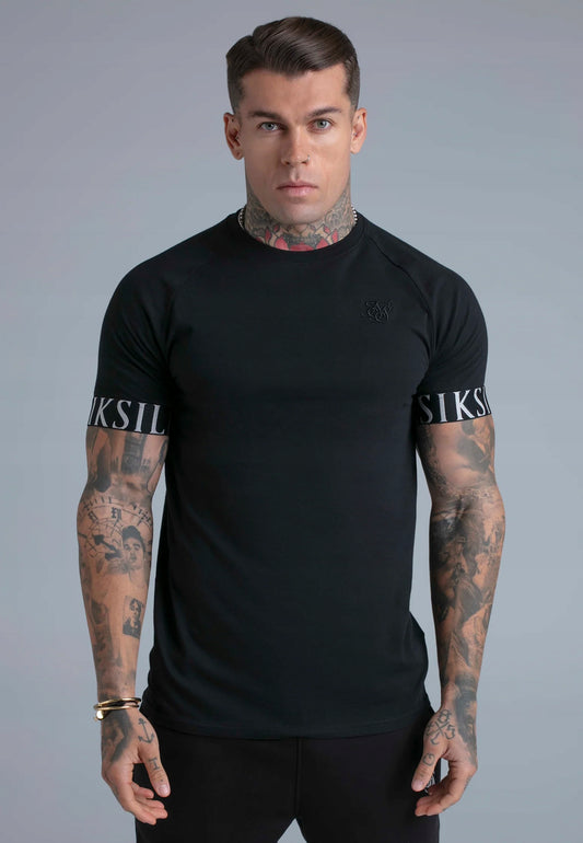 SIKSILK T-shirt męski czarny bawełna SS-28403 Tech T-Shirt rozmiar S
