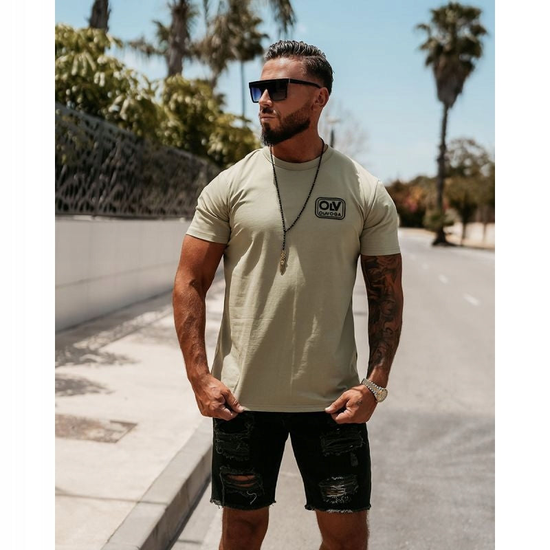 T-shirt męski OLAVOGA ESKAL zielony oliwkowy rozmiar L