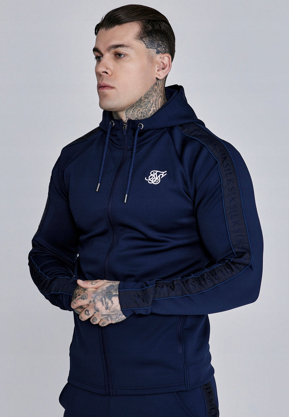 SIKSILK dresy męskie Hoodie and Joggers Set granatowe SS-28333 rozmiar S