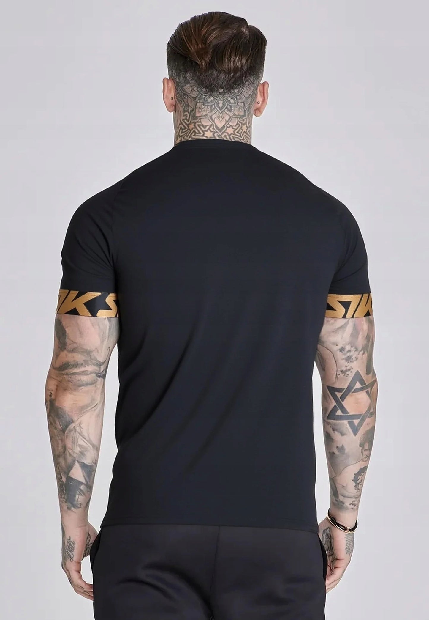 SIKSILK T-shirt męski czarny bawełna SS-28919 Dynamic T-shirt rozmiar S