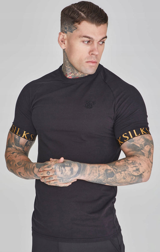 SIKSILK T-Shirt męski czarny Tech T-Shirt SS-26099 rozmiar S