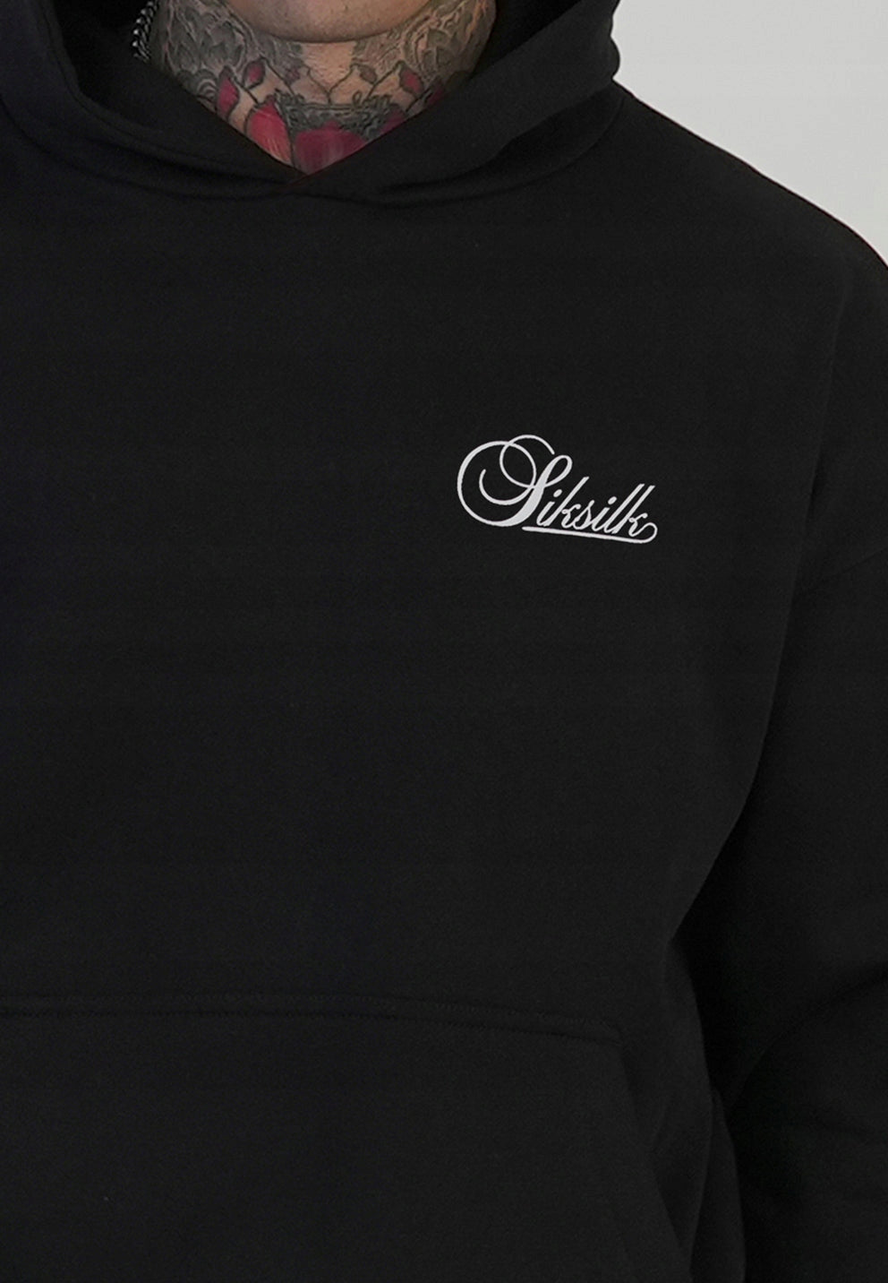 Siksilk Essentials Hoodie SS-28348 Bluza z Kapturem Oversize czarna S
