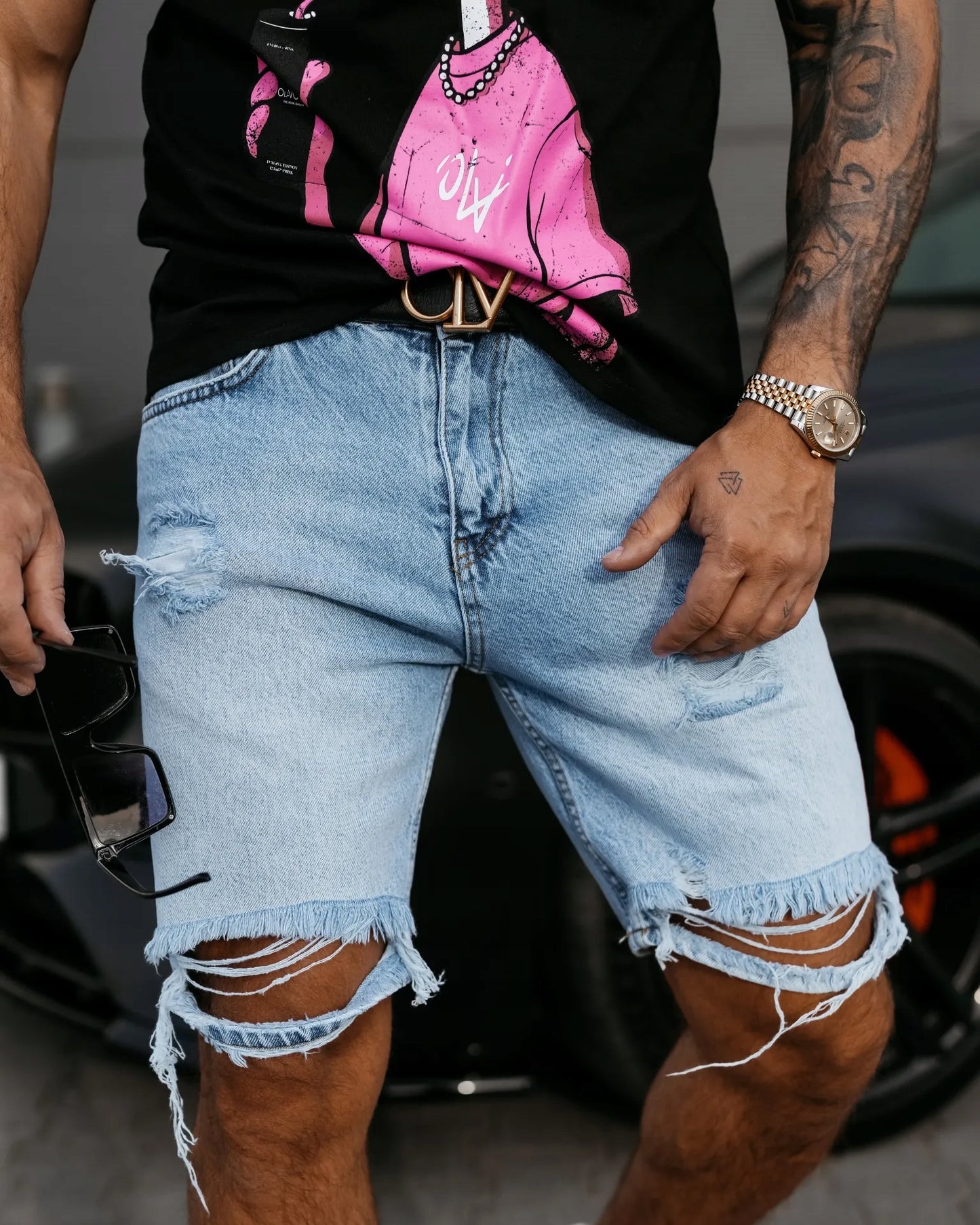 Spodenki męski jeansowe OLAVOGA Men CANYON niebieskie jeans L
