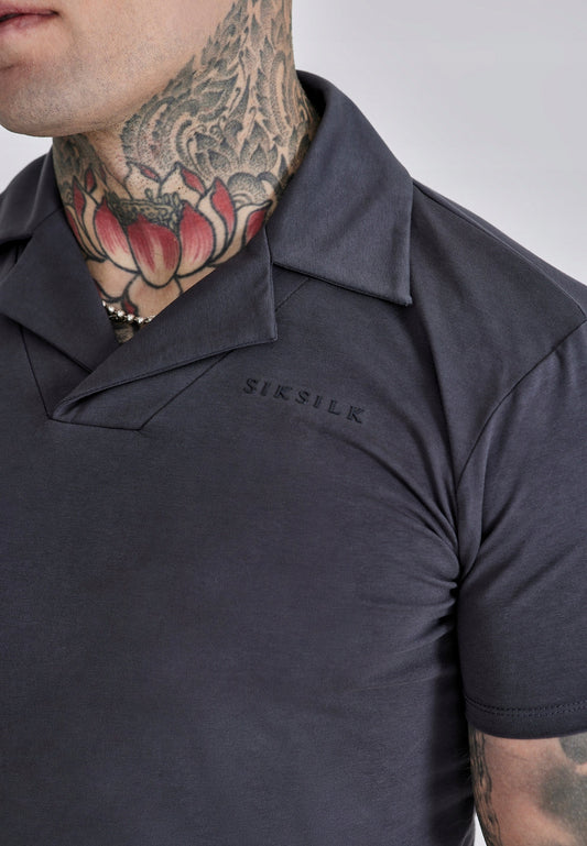 SIKSILK Koszulka Polo Szara SikSilk Smart Revere Polo SS-27790 rozmiar XL