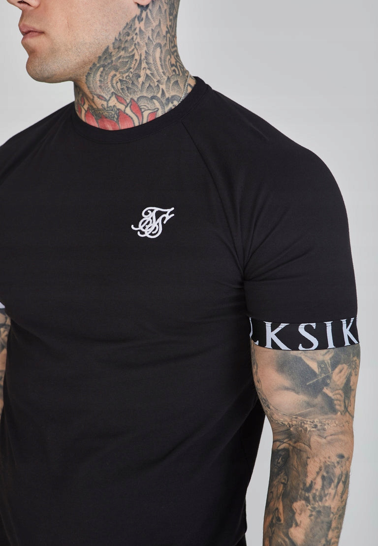 SIKSILK T-shirt męski czarny SS-26861 Tech T-shirt rozmiar S