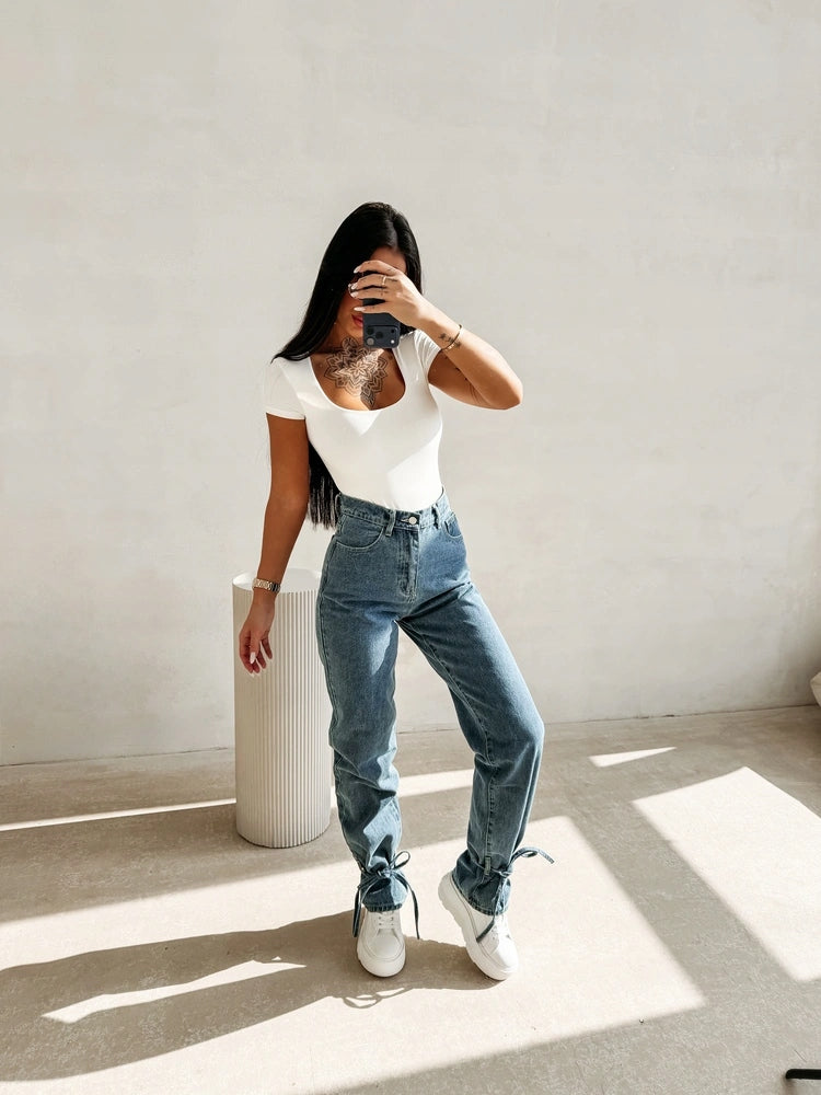 Spodnie damskie OLAVOGA REIRY 2026 niebieskie - ROZMIAR M JEANS
