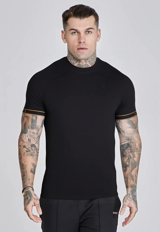 SIKSILK T-shirt męski czarny SS-28219 Tech T-shirt rozmiar S PREMIUM