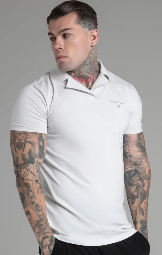 SIKSILK Koszulka Polo Szara SS-26126 Smart Revere Polo