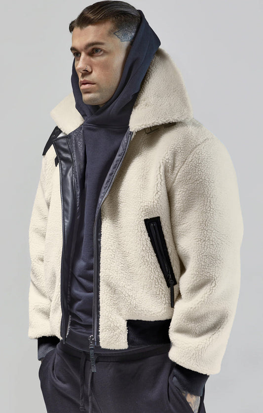 SIKSILK Kurtka męska SikSilk Bomber Jacket Ecru SS-26731