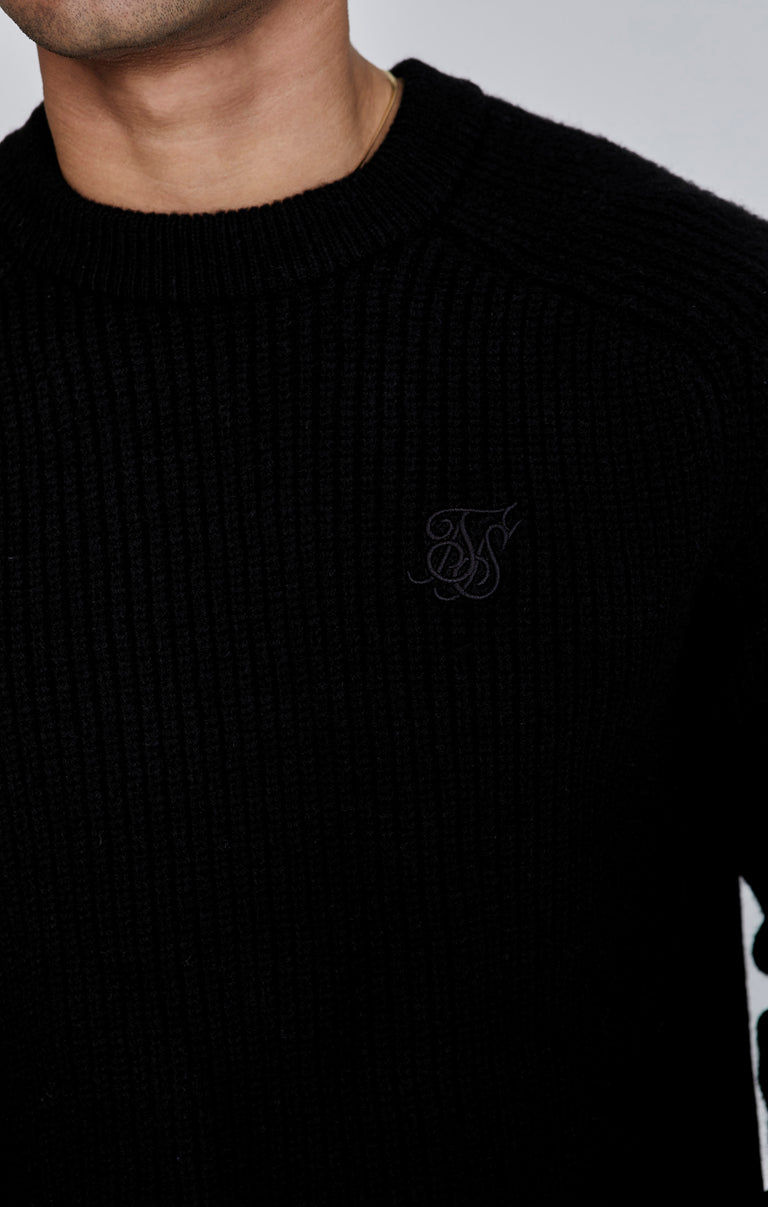 SIKSILK sweter męski czarny Knitted Sweater SS-27081