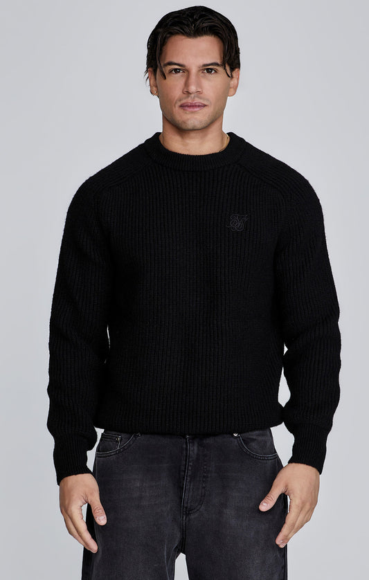 SIKSILK sweter męski czarny Knitted Sweater SS-27081