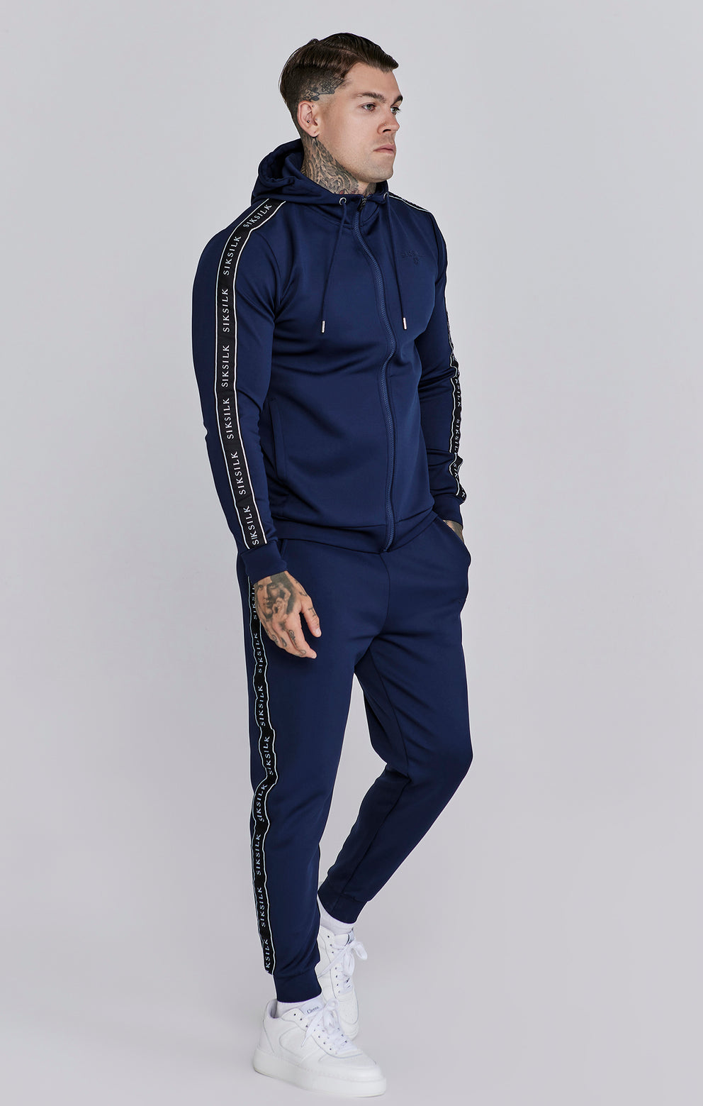SIKSILK Bluza niebieska granatowa rozpinana  Full Zip Hoodie