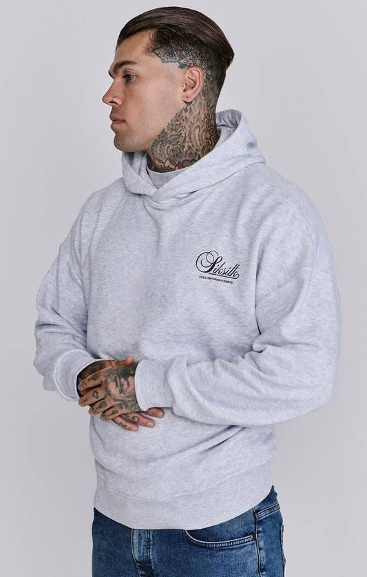 SIKSILK bluza z kapturem męska szara Snow Marl Graphic Hoodie SS-26846