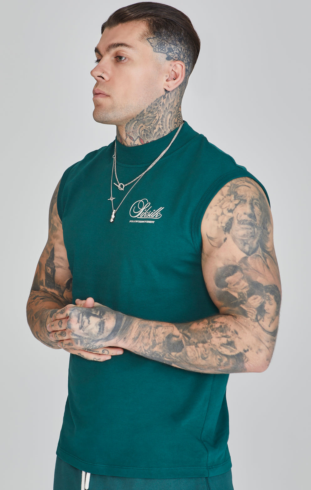 SIKSILK Koszulka bez rękawów Podkoszulek T-shirt męski SS-26785