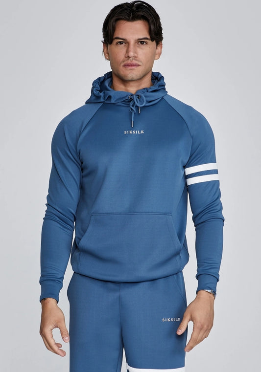 SIKSILK bluza z kapturem męska niebieska Muscle Fit Hoodie SS-26993