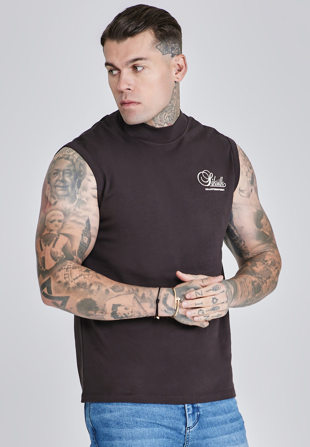 SIKSILK koszulka bez rękawów podkoszulka T-shirt SS-27159