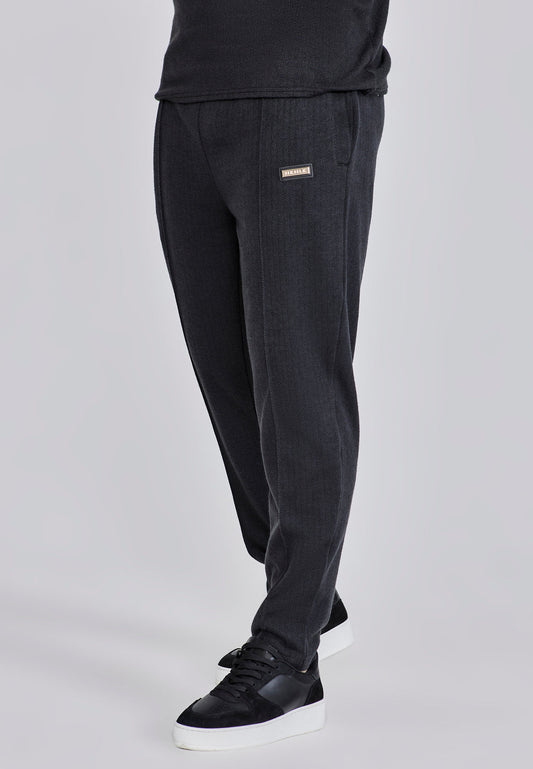 SIKSILK Męskie Czarne Eleganckie Spodnie w jodełkę Smart Joggers SS-27185