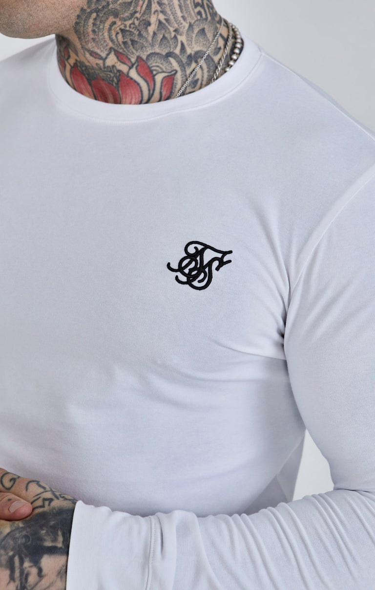 SIKSILK koszulka z długim rękawem T-shirt męski biały SS-27095
