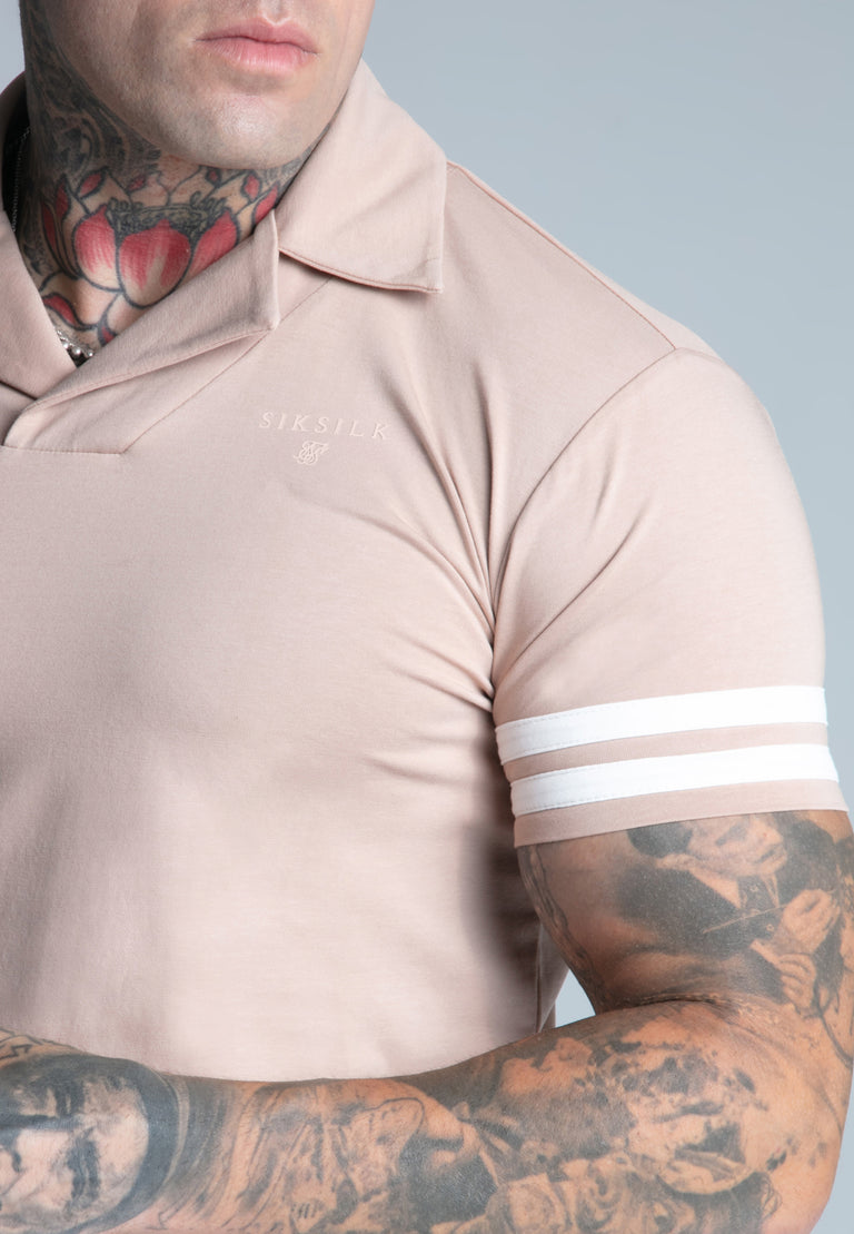 SIKSILK Koszulka Polo brązowa SikSilk Tournament Revere Polo SS-27528