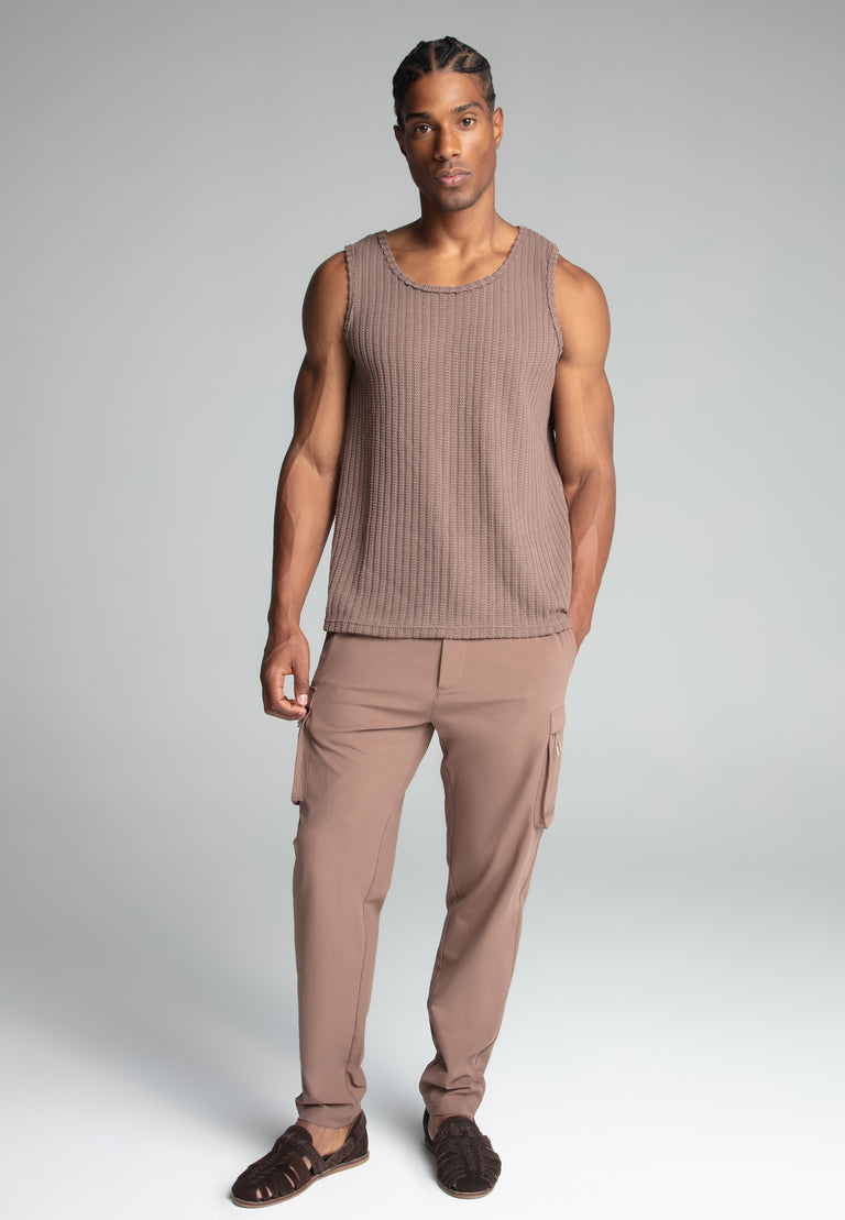 SIKSILK koszulka bez rękawów podkoszulka T-shirt SS-27417 brązowa