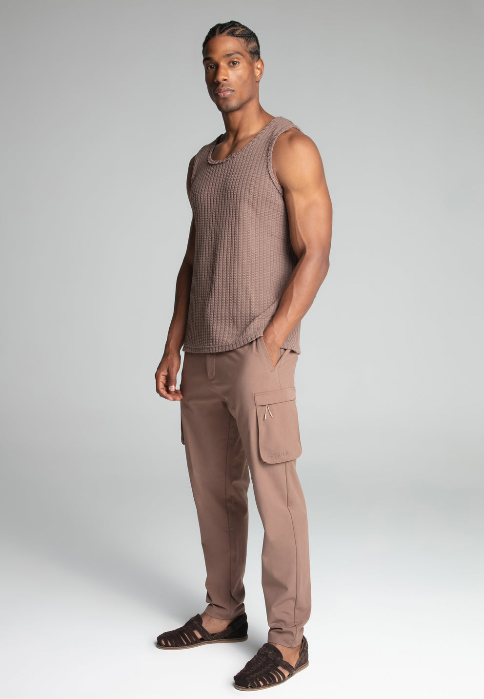 SIKSILK koszulka bez rękawów podkoszulka T-shirt SS-27417 brązowa