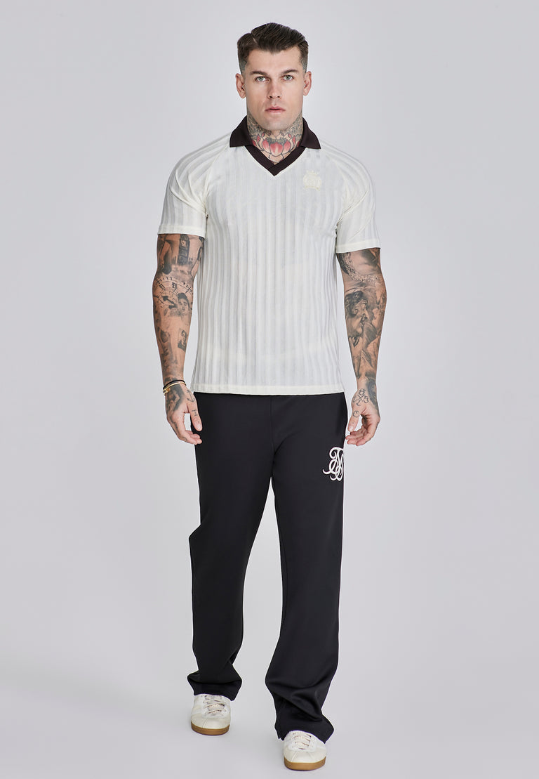 SIKSILK Koszulka polo męska biała ECRU Polo T-Shirt SS-27879