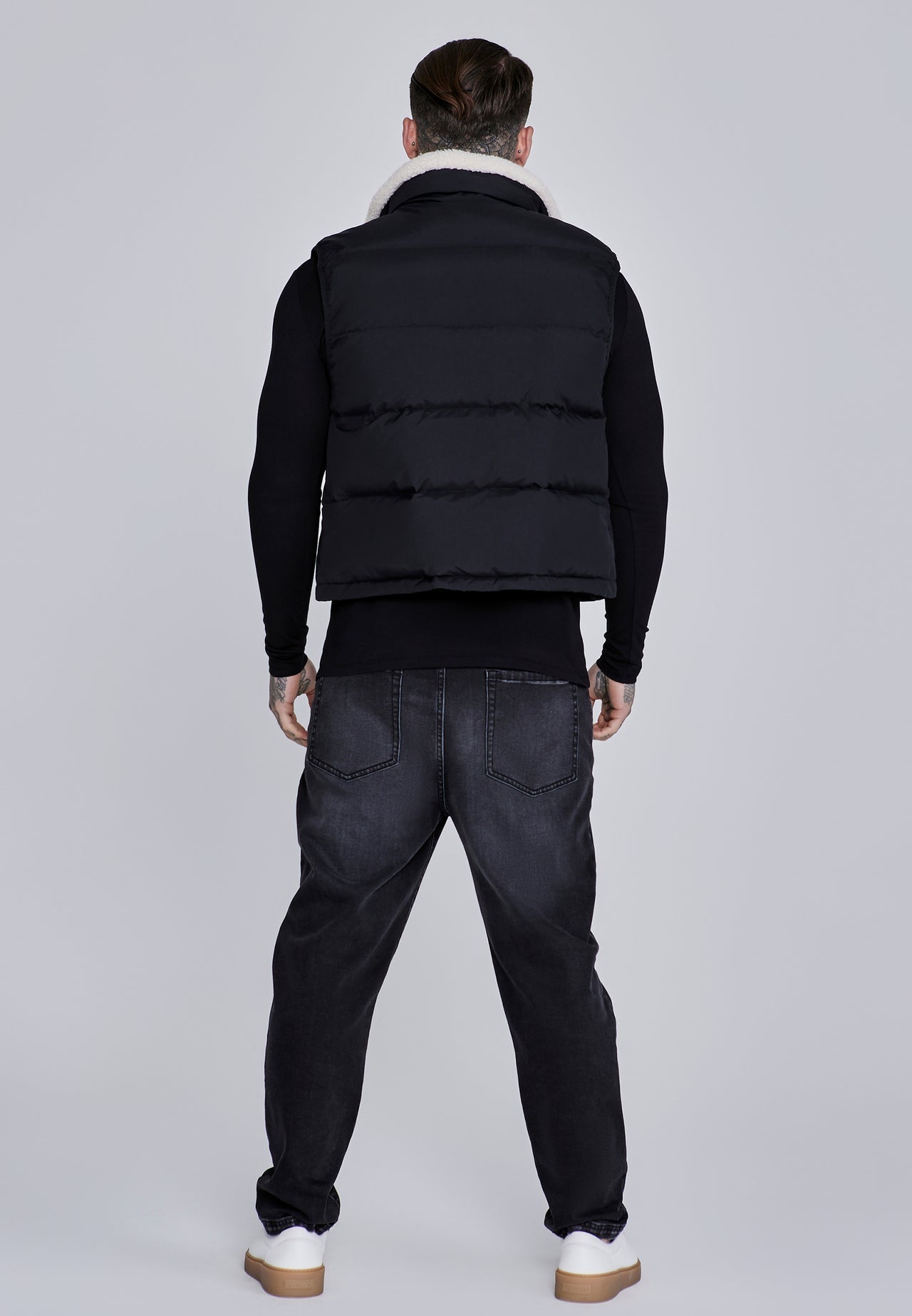 SIKSILK Męska kamizelka czarna SS-27495 Gilet baranek