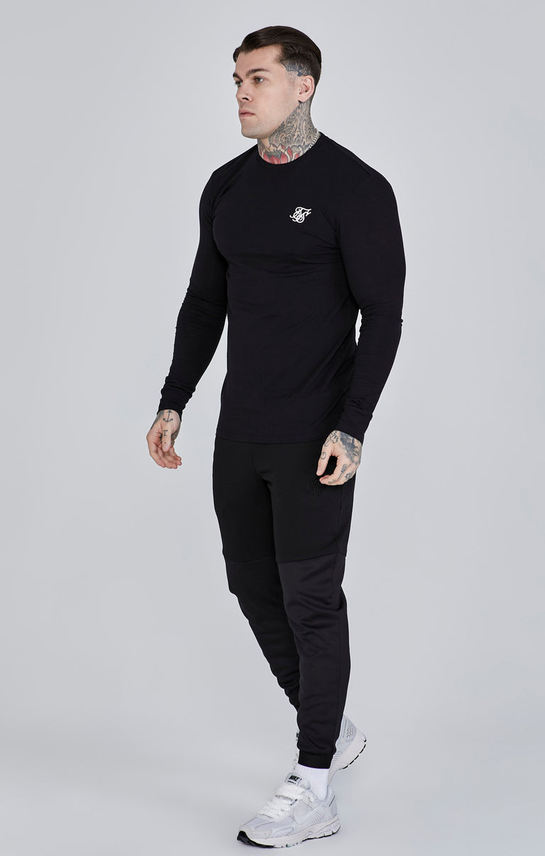 SIKSILK Bluzka z długim rękawem Long Sleeve T-Shirt SS-28461 czarna
